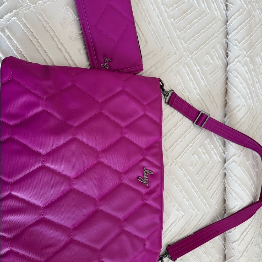 Fashion Bug Fuchsia Quilted Crossbody Bag Set